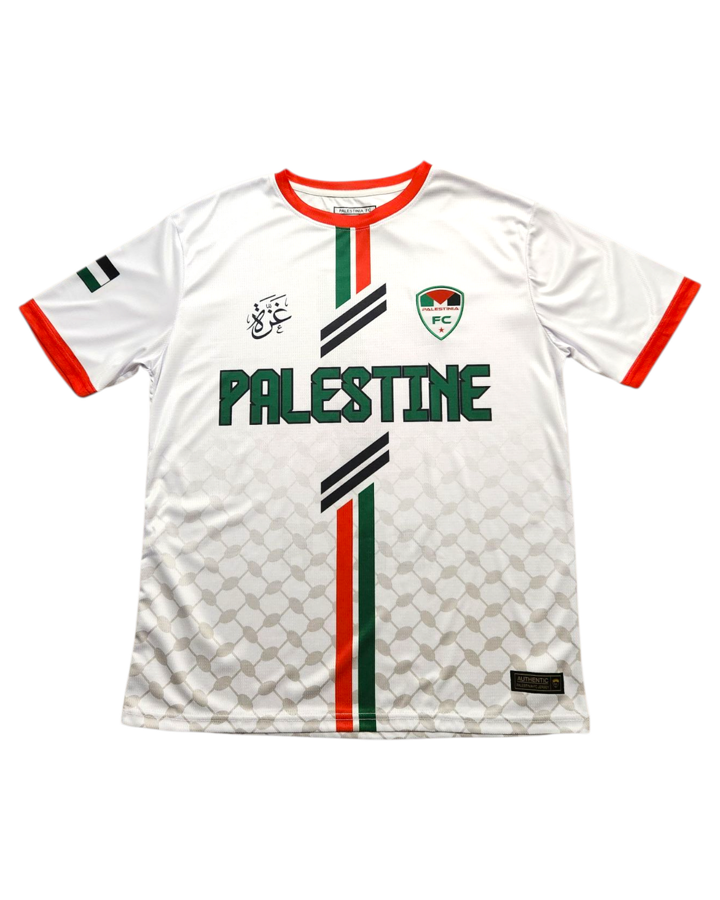 Maillot Palestine blanc (rayures vertes/rouges)