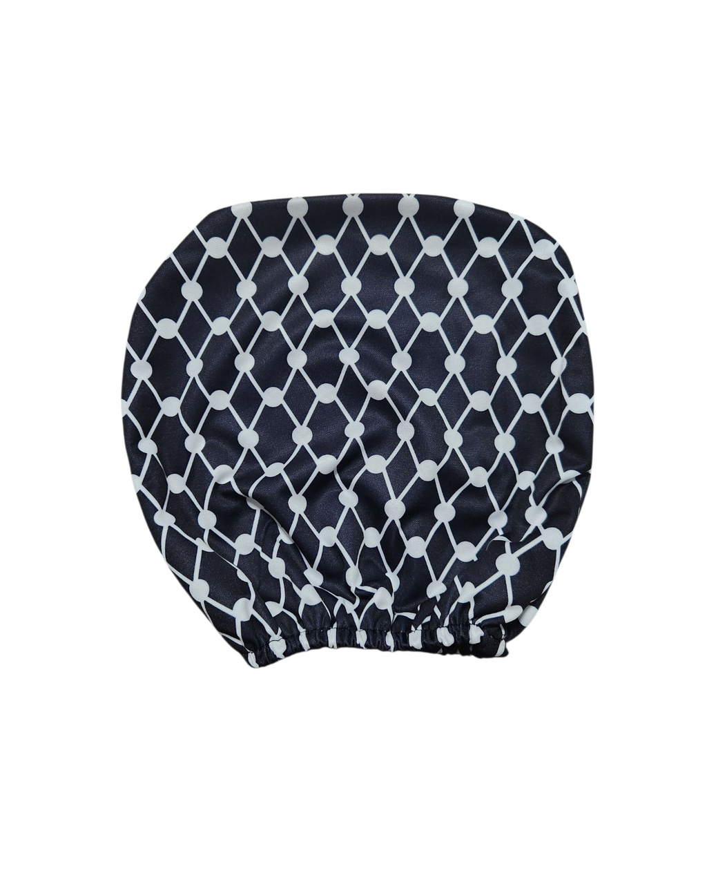 Palestinian Kufiya patterned car headrest cover in front of white background