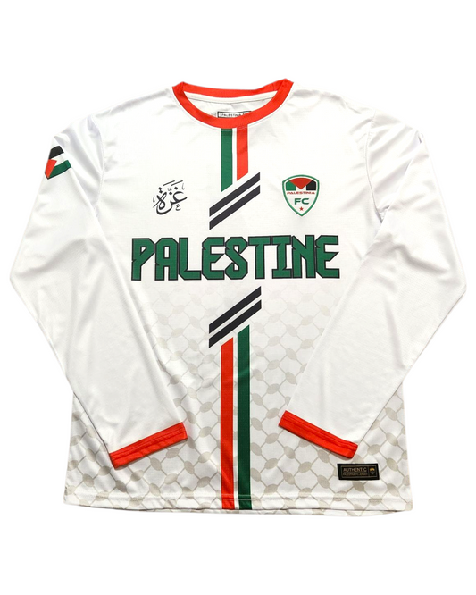 White Palestine Jersey (Green/ Red Stripes) Long Sleeve
