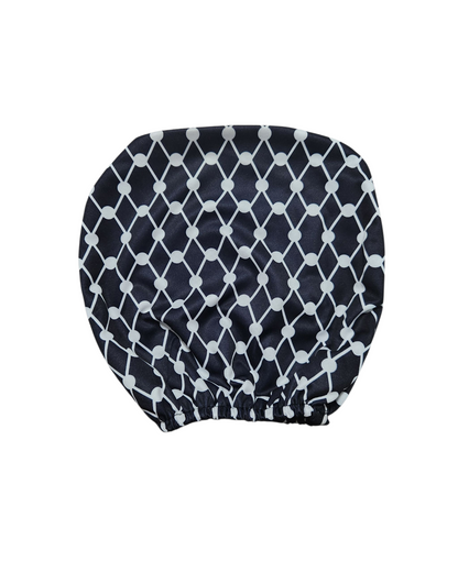 Kiffiyeh 2PCS car headrest cover-universal fit for cars and vehicals-Palestinian Kufiya Design-Vehicle Interior Accessories (Black)