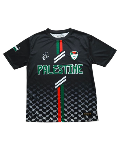 Maillot Palestine noir (rayures rouges et vertes)