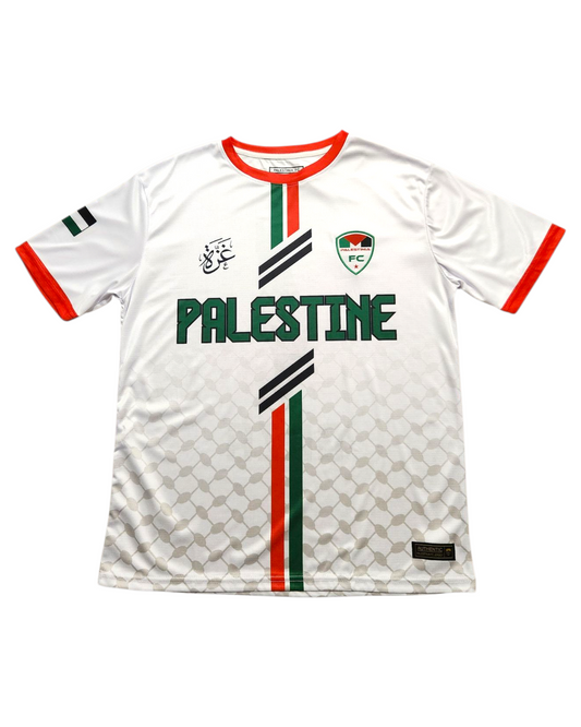 White Palestine Jersey (Green/Red Stripes)